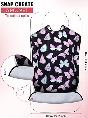 Eurzom 6 Pack Adult Bibs for Elderly Women Men, Reusable Adult Bibs for Eating with Optional Crumb Catcher Clothing Protector