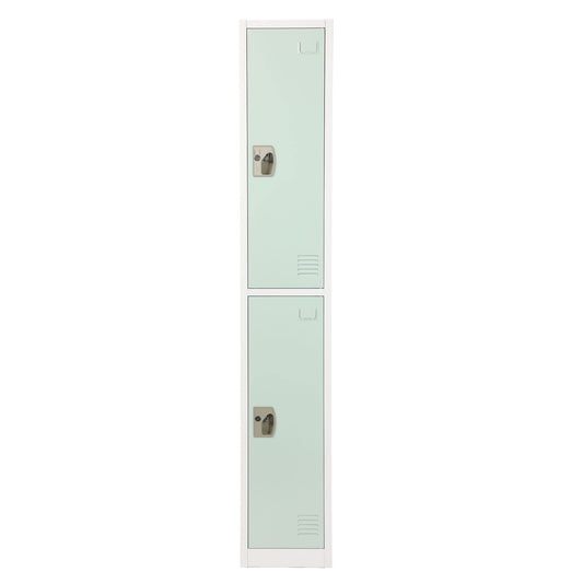 AdirOffice Large Storage School Locker - Free Standing Storage Compartment - Secure Colorful Spacious Organizer Ideal for Academic and Commercial Use (2 Door, Misty Green)