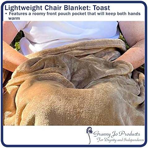 Granny Jo Products Lightweight Wheelchair Blanket, Warm Fleece, Fleece with Pocket, Toast, 36 inch (2204)