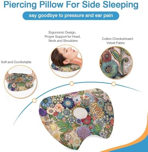 Ear Piercing Pillow for Side Sleepers with Washable Cover Pillows with Holes for Ear Pain,Donut Pillow for Adults CNH Ear Pain Relief Pressure Sores Ear Pillow with Hole in Center