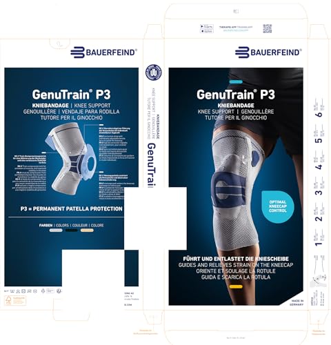 Bauerfeind - GenuTrain P3 - Patella Knee Support - for Misalignment of The Kneecap - Left Knee - Size 5 - Color Black
