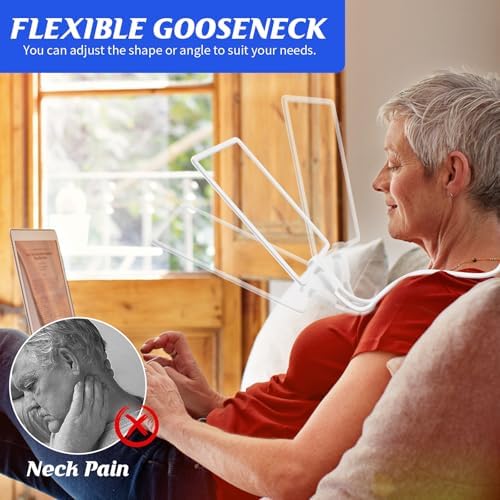 Rechargeable Hands Free Magnifying Glass with 50 LEDs Light, Large Reading Magnifying Glasses with Flexible Gooseneck, Lighted Magnifier Perfect for Reading, Hobbies, Low Vision Seniors