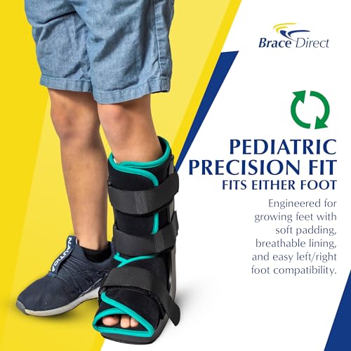 Brace Direct Kids Fracture Boot Pediatric Walking Boot for Foot Fracture, Ankle Sprain & Post-Op Recovery, Yellow (Medium, US Kids 8.5K–11.5K)