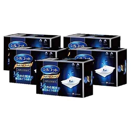 Unicharm Silcot Uruuru Sponge Facial Cotton 40 Sheets 5 Packs