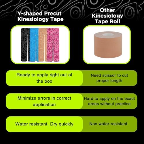 OK TAPE Precut Y-Shape Kinesiology Tape for Shoulder, Knee, Back, 10 Pcs, K Tape Strips, Provide Support & Relieve Discomfort, Water-Resistant Elastic Athletic Tape (3.5" x 10", Beige)