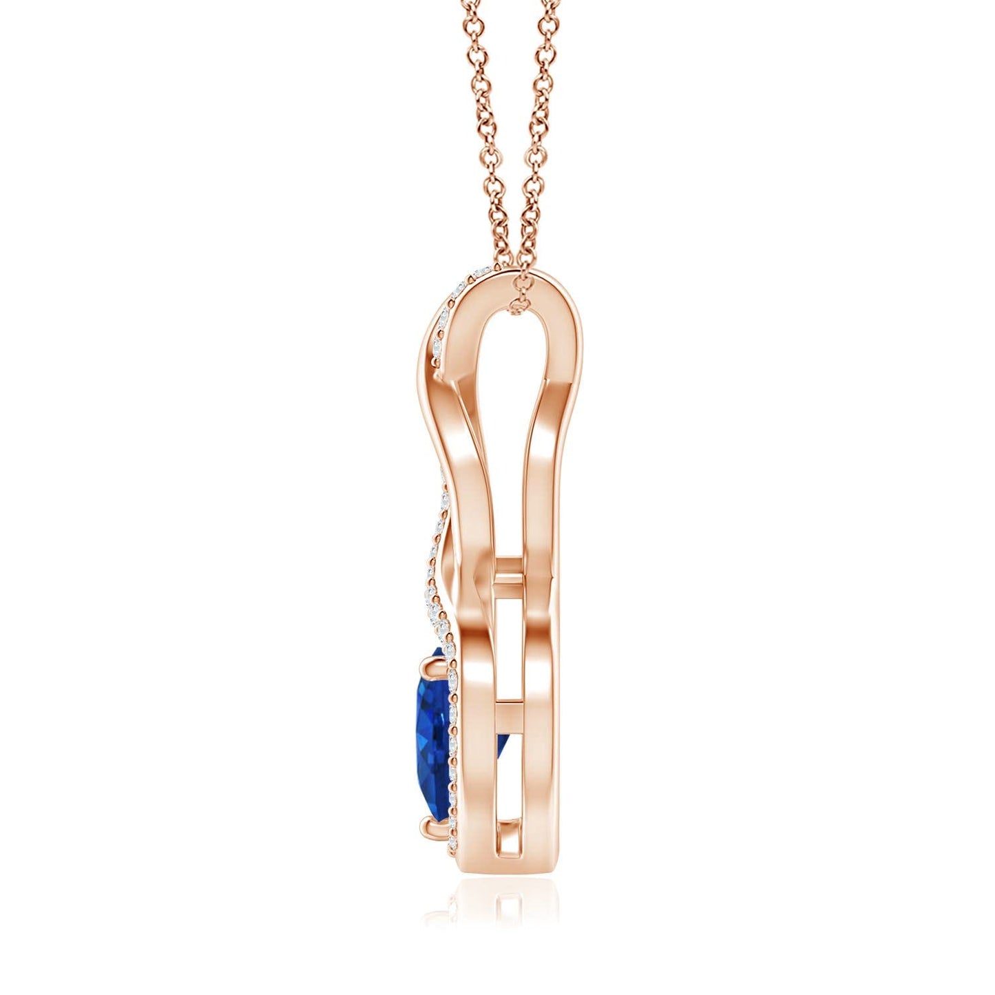 Angara Natural Blue Sapphire Pendant for Women | Heart-Shaped Blue Sapphire Infinity Pendant with Diamond Accents in Rose Gold | September Birthday, Anniversary, Gemstone Jewelry Gift | AAA | 4mm