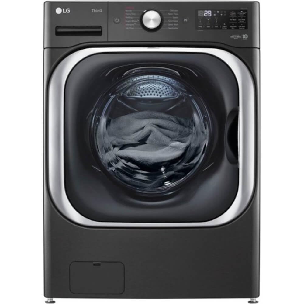 LG 5.2 cu. Ft Stackable Smart Front Load Washer in Black Steel with Steam & Turbowash Technology
