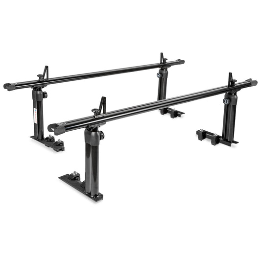 AA-Racks Model APX2501 79" Full-Size Pickup Truck Ladder Racks Low-Profile Height-Adjustable Utility Aluminum Truck Bed Rack with Load Stops-Black