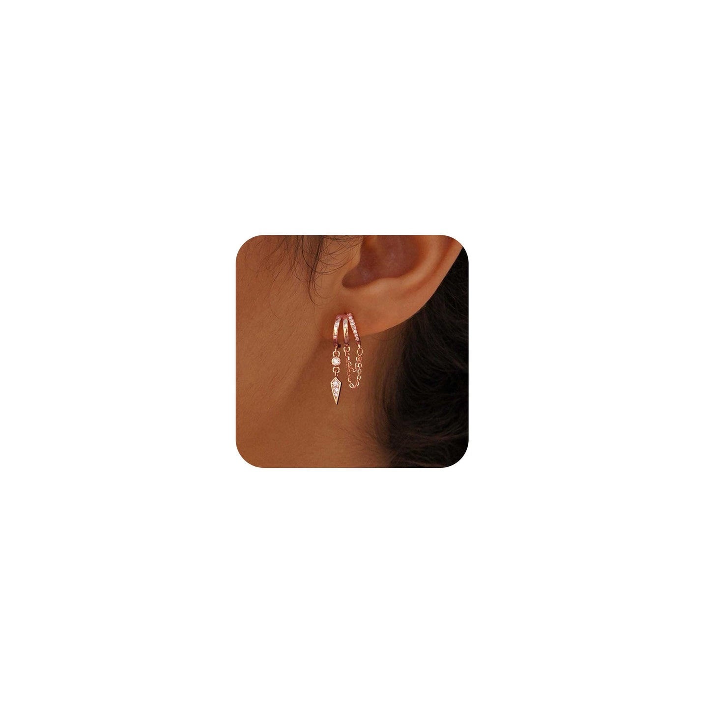 SELSHE Rose Gold Earrings for Women,Long Dangle Drop Earrings Hypoallergenic Statement Hoop Earrings for Women Trendy Rose Jewelry Women's Accessories