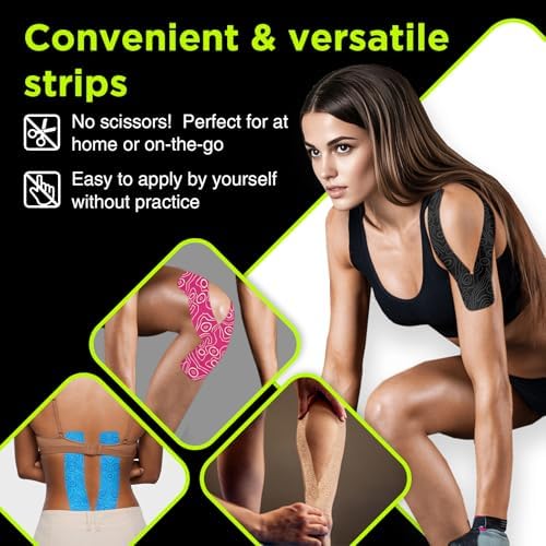 OK TAPE Precut Y-Shape Kinesiology Tape for Shoulder, Knee, Back, 10 Pcs, K Tape Strips, Provide Support & Relieve Discomfort, Water-Resistant Elastic Athletic Tape (3.5" x 10", Beige)