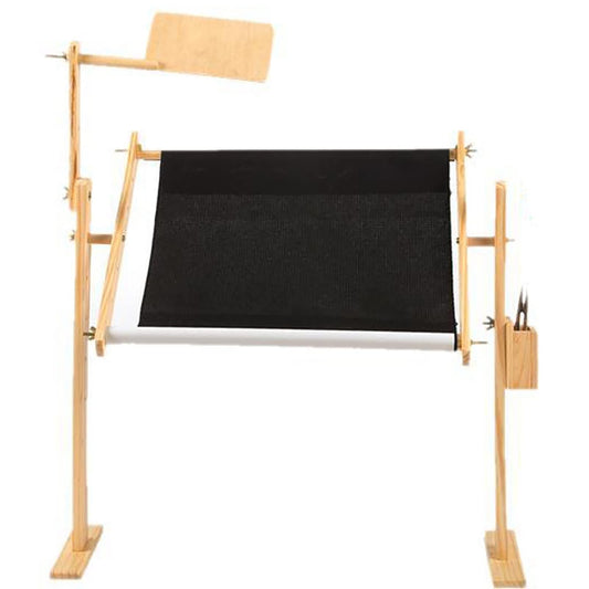 Adjustable Cross Stitch Floor Stand – Wooden Embroidery Frame with 360° Rotation, Tapestry Needlework Craft Tool for DIY Sewing, Easy Assembly