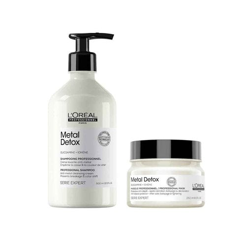 L'Oréal Professionnel Paris Metal Detox Shampoo & Mask Set - Removes Metal Build Up, Protect Color With Shine and Prevents Damage, Paraben & Sulfate-Free For Damaged Hair