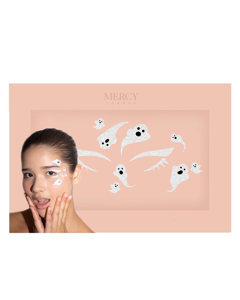 Ghosts Face Stickers by Mercy London Holiday Accessories Face Gems Jewels All In One Stick On Halloween