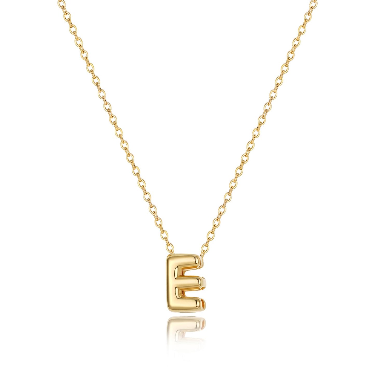 CUEZIY 14K Gold Plated Bubble Letter Necklace Initial Necklaces for Women Dainty Personalized Charm Pendant Name Necklace Cute Non Tarnish Fashion Accessories Teen Gift Trendy Stuff Jewelry Gifts