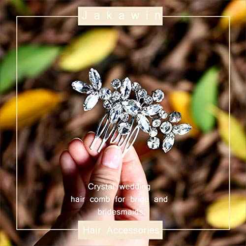 JAKAWIN Bride Wedding Hair Comb Crystal Hair Piece Rhinestone Bridal Hair Accessories for Women HC042 (Silver)