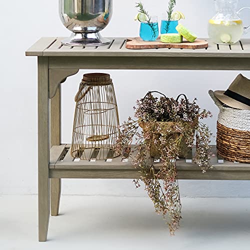Cambridge Casual Teak Auburn Outdoor Console Table, Solid Indonesian Teak Wood in Weathered Gray Finish, Stylish and Durable Patio Accent or Plant Table for Porch, Deck, Garden, or Outdoor Entryway