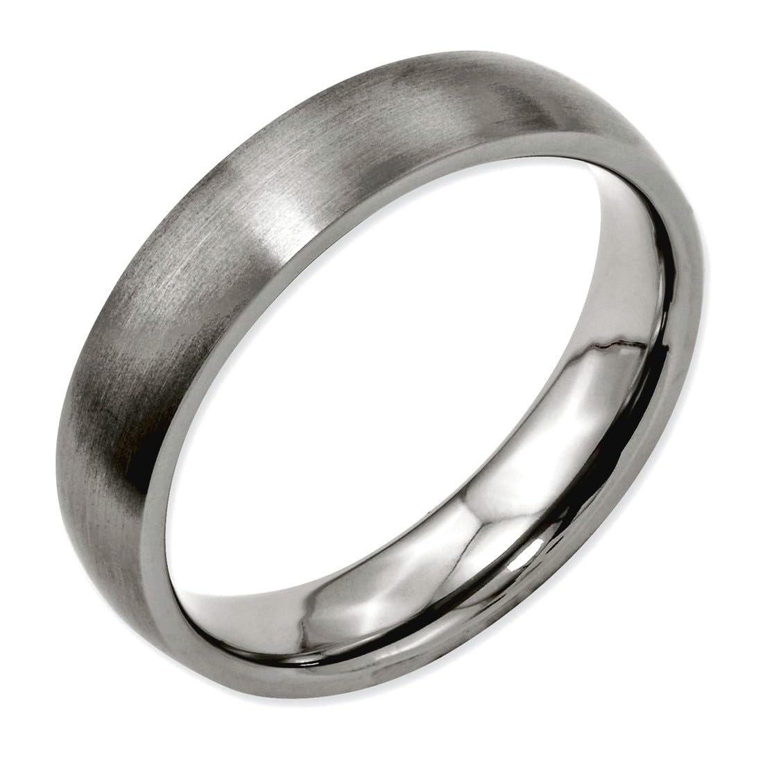 JewelryWeb Titanium Half Round 5mm Brushed Band Ring Size 12 Ring for Women and Men