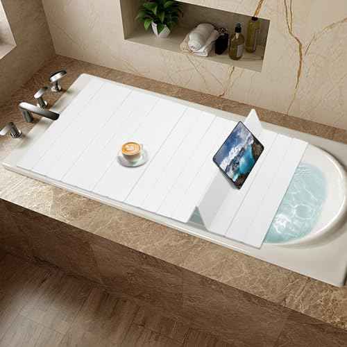 Foldable Bathtub Cover,70.9"x31.5" Shutter Bath Lid Freestanding Bathtub Covers Anti-dust Bathtubs Cover Insulation PVC Bathtubs for Home, Bathroom, Spa Experience (70.9"x31.5")