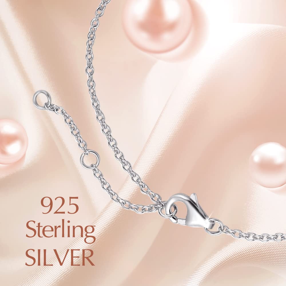 FANCIME White Pearl Necklace June Birthstone Necklace for Women, 925 Sterling Silver Dainty Infinity Pendant Fine Jewelry Birthday Mothers Day Gifts for Women Her Mom Daughter, 16+2 Inch
