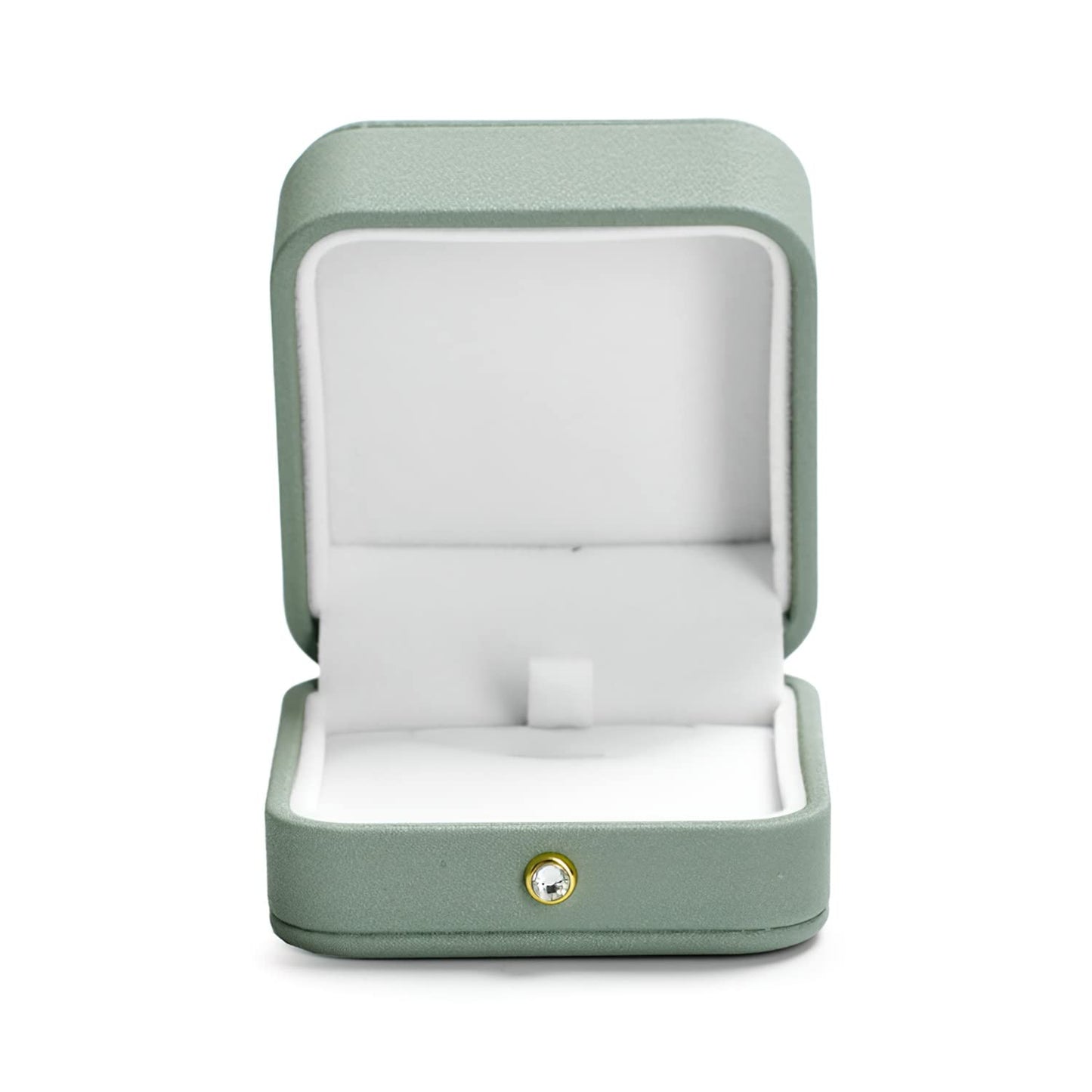 Woodten Premium Green Leather Necklace Pendant Box Velvet Interior Jewelry Gift Box for Pendant Necklace