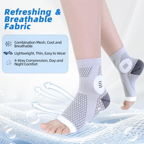 Neuropathy Socks for Women and Men, Nano Soothe Relief Compression Socks Toeless Compression Socks Ankle Compression Sleeve for Arch Support, Plantar Fasciitis Foot Swelling