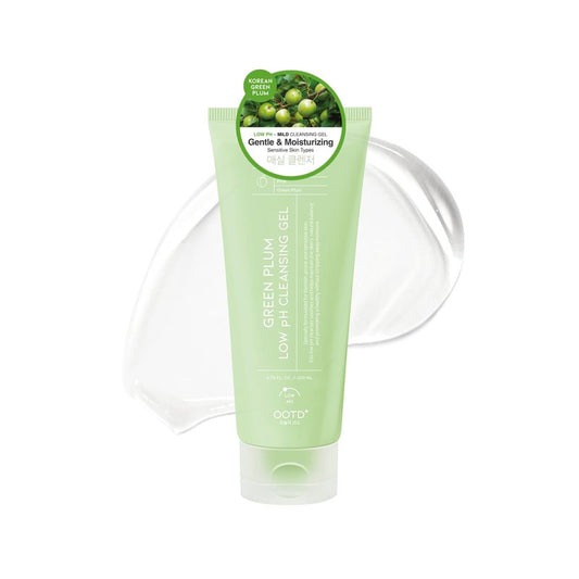 #OOTD Hydrating Facial Cleanser, Gentle Soothing Korean Cleanser Face Wash for Acne-prone Sensitive Skin. Green Plum Low pH Cleansing Gel 200ml 6.76 Fl. Oz.