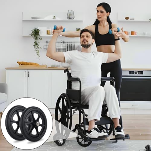 2 Pcs Walker Wheels Replacement 8 Inch Solid Wheelchair Front Wheels, Anti-Slip Rollator Replacement Wheels for Wheelchairs, Rollators, Walkers