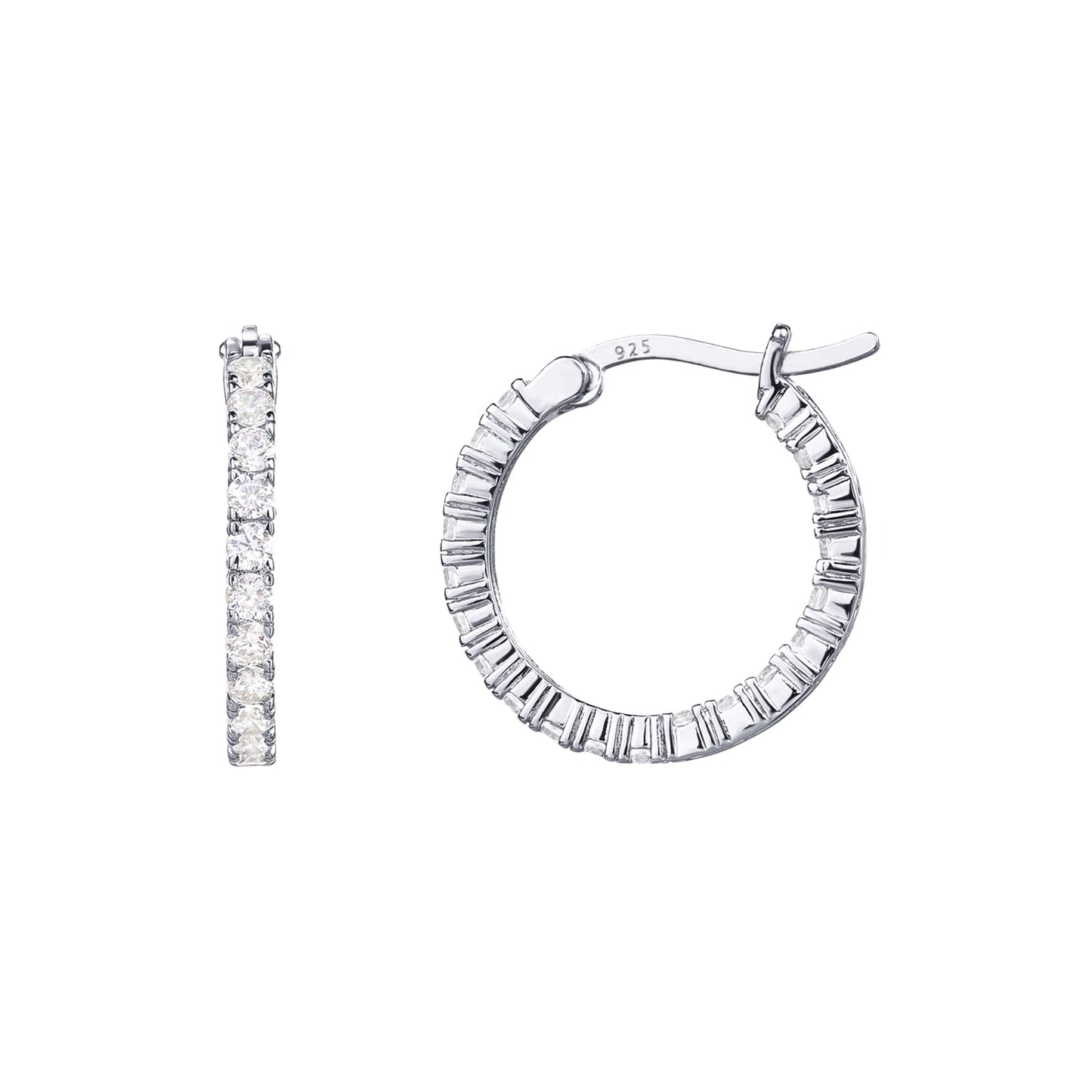 PAVOI 18K Gold Plated 925 Sterling Silver Post Cubic Zirconia Hoop Earrings (20.00, White Vermeil)