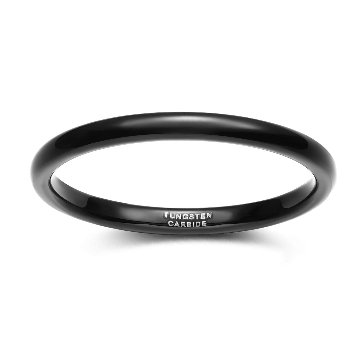 TRUMIUM 2mm Tungsten Rings for Women Men Thin Wedding Bands Engagement Promise Wedding Ring Beveled Edges Plain Domed Size 11.5