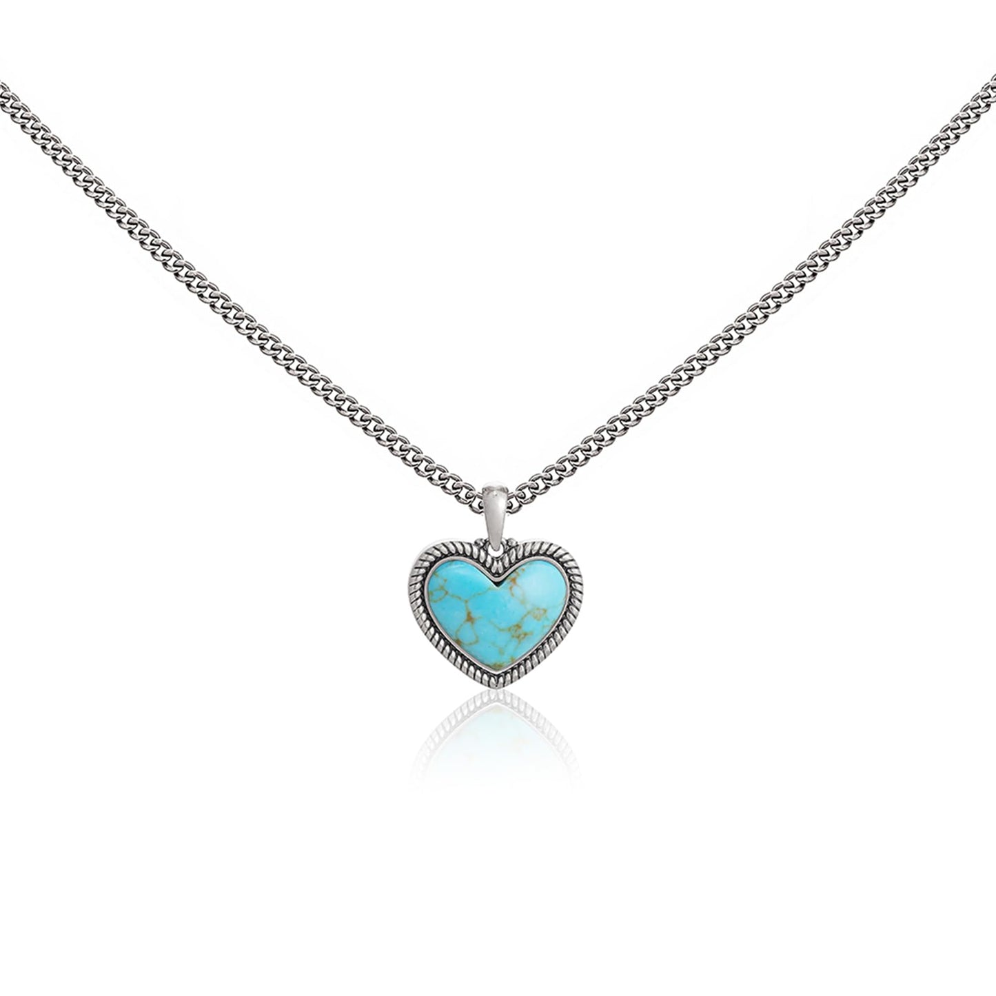 Montana West Wrangler Heart Turquoise Pendant Necklace for Women Western Gold Plated Cowgirl Cowboy Classic Trendy Jewelry AR-WNS-HT-1118STQ