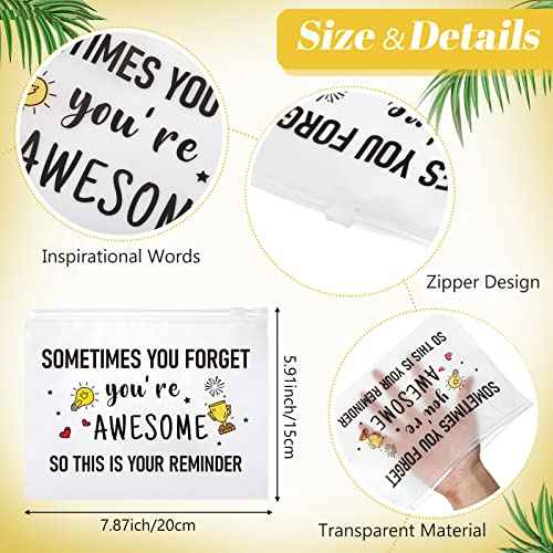 Reginary 50 Pcs Inspirational Gifts Bulk for Women Cosmetic Bag EVA Makeup Bag with Zipper for Birthday Christmas Encouragement Presents(You Are Awesome)