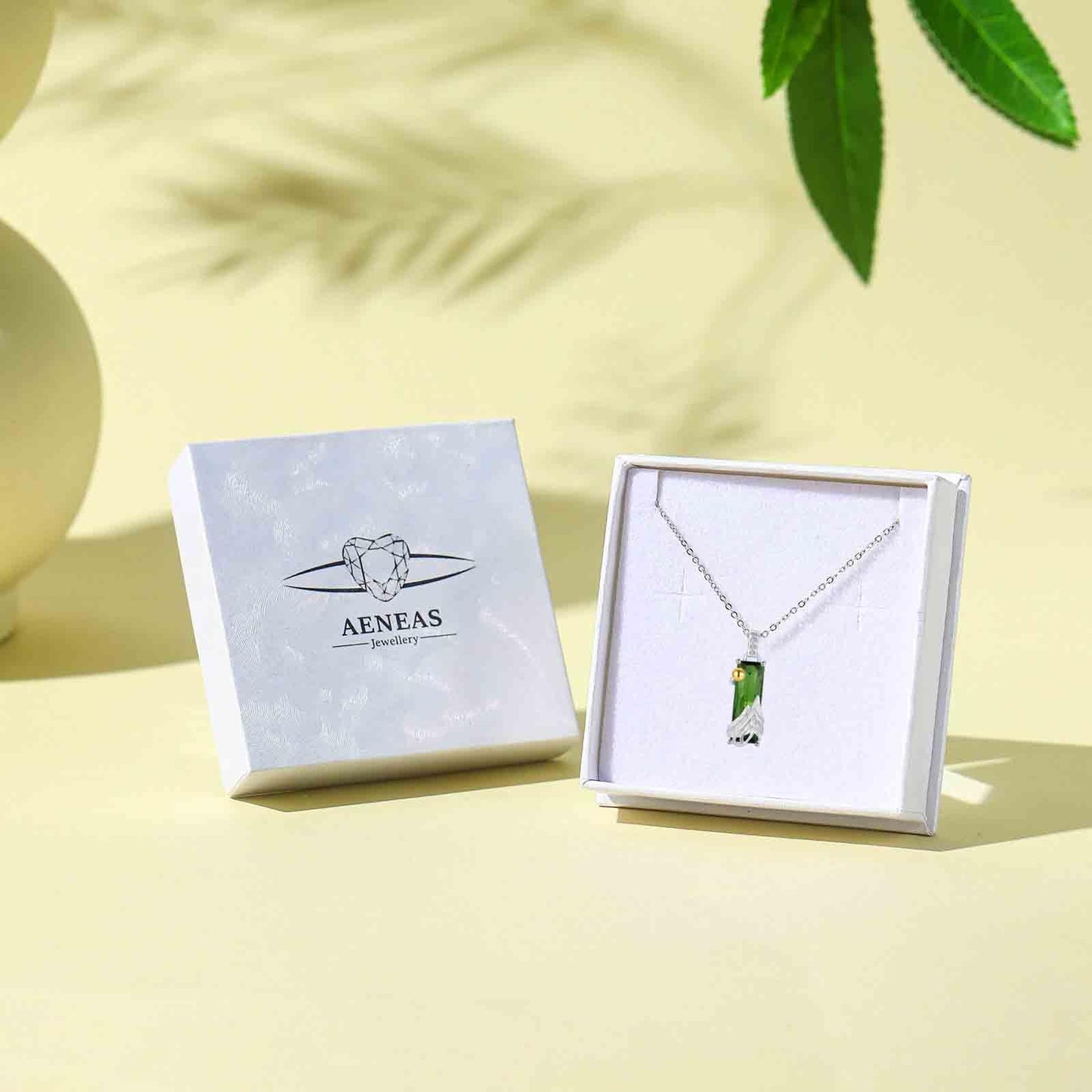 AENEAS Mountain Necklace for Women Sterling Silver Nature Green Crystal Pendant Jewelry Gifts for Women Wife Her