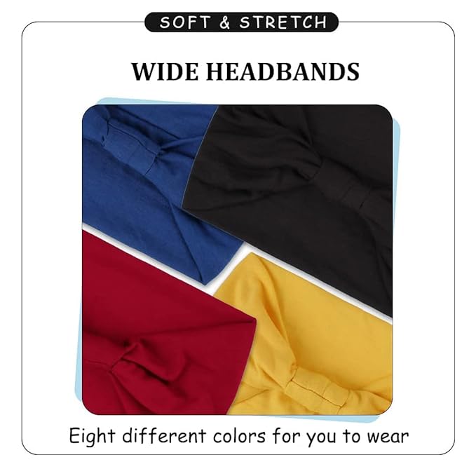Kahanaa 4 Pcs Wide Headbands for Women Soft Stretchy Turban Headband Hair bands Head Bands Hair Wraps With Twisted Knots for Yoga Workout