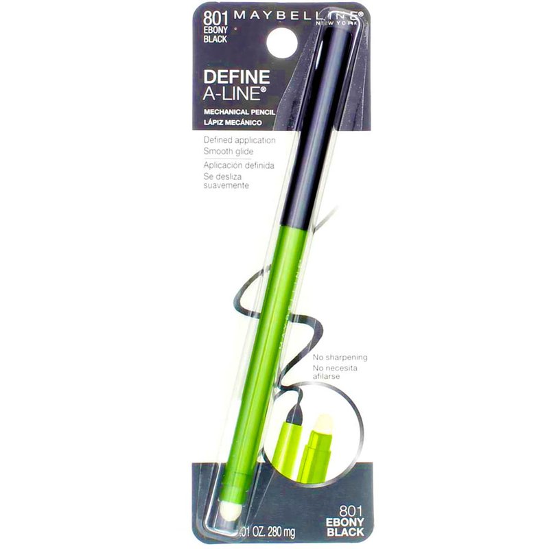 Maybelline Define-A-Line Eyeliner, Ebony Black [801], 1 ea (Pack of 3)