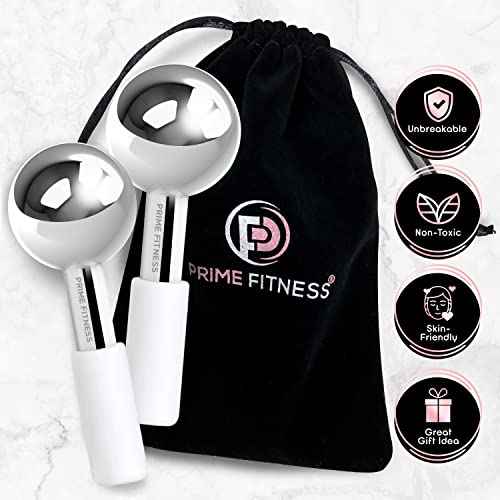 Ice Globes for Facials | Unbreakable Steel Cooling Roller | Cryo Sticks for Face | Massager for Face Neck & Eyes | Skin Care for Dark Circles, Puffiness, Wrinkles, Collagen Production (White)