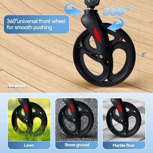 Heavy-Duty Folding Wheelchair - 330 lbs Weight Capacity, Adjustable Height, 8" All-Terrain Wheels | with Cup Holder & Breathable Seat, Portable Mobility Wheelchair for Seniors