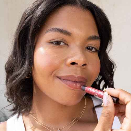 Burt's Bees Shimmer Lip Tint Set, Tinted Lip Balm Stick, Moisturizing for All Day Hydration with Natural Origin Glowy Pigmented Finish & Buildable Color, Caramel (4-Pack)