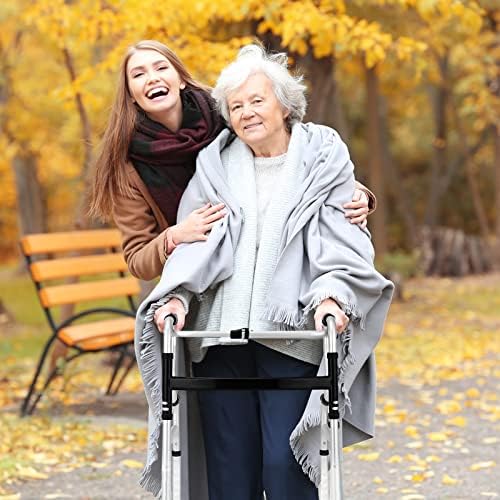 Foldable Walkers for Seniors - Aluminum Stepped Handrail Walker, Height Adjustable Walkers for Seniors, Lightweight Folding Walkers, 2 Wheels with Bearings Available as an Option, Silver