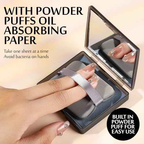 HNYYZL Blotting papers for Face,300pcs Oil blotting sheets,1 Portable box with Mirror & Makeup Puff,Makeup Friendly Oily Skin Shine Blotter,oil face wipes for Home Office School Travel
