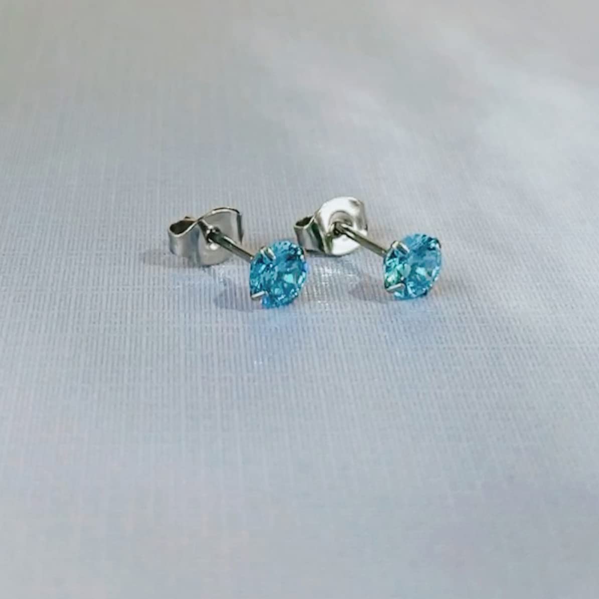 Limerencia Hypoallergenic G23 Titanium Earrings, F136 Implant Grade Pure Titanium, Suitable for Sensitive Ears with Birthstone Crystals CZ Simulated Diamonds (Aquamarine)