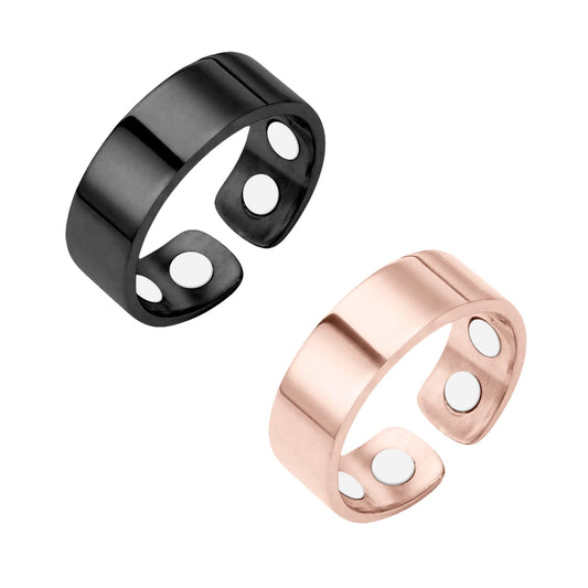 2PCS Magnetic Rings for Women Anti Snoring Ring Auvulis Migraine Rings Titanium Ion Magtherapy Lymphatic Drainage Rings Lymph Nodes Acupuncture Therapy Stainless Steel Ring For Women Men Health Jewelry Gifts