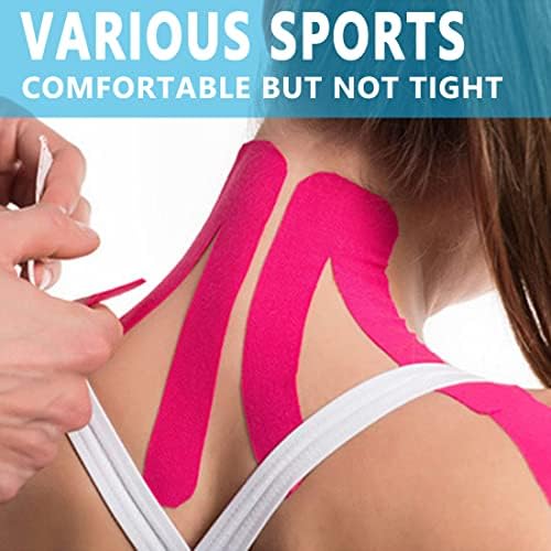 SOON GO Kinesiology Tape Pro 5 Rolls, 2 Inch High Elasticity Sports Tape Therapeutic Pain Relief–Physio Tape for Muscle Recovery & Joint Support, Waterproof & Hypoallergenic & Breathable–Pink