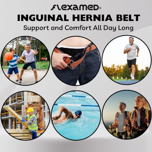 Left Side Inguinal Hernia Groin Belt Black (M 32-36)