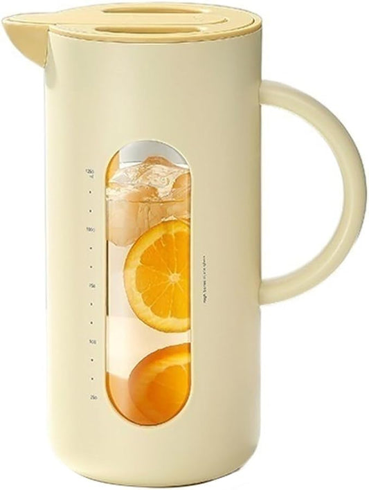 Cold kettle Cold kettle household high temperature resistant cold kettle set glass kettle cold bubble pot Water Pitcher Set for Hot/Cold Water(Yellow)