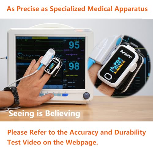 Pulse Oximeter,OLED Display Oxygen Monitor Fingertip,Blood Oxygen Saturation Monitor(SpO2) with Carrying Case,Silicone Cover