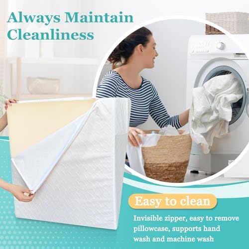 Wedge Pillow Case Cover 25x24x12 Bed Wedge Pillowcase Triangle Incline Wedge Pillow Covers for Sleeping Waterproof Pillow Cases Protector with Zipper & Pocket (Waterproof Cover Only)