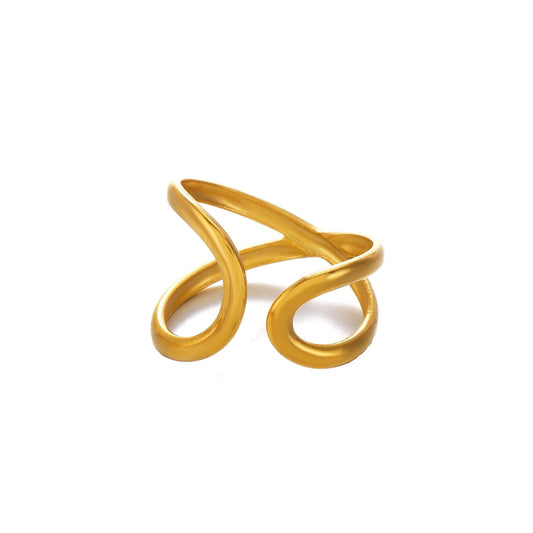AIETUE Chunky Rings For Women, Gold Silver Thumb Ring Asymmetrical Wavy Curve Ring Adjustable Non Tarnish Dainty Stainless Steel New Year Anniversary Birthday Jewelry Gift (Voguish-Gold Gen 2)