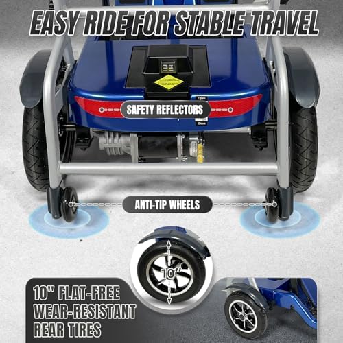 R3b-Mobility Scooters for Seniors Adults Ultra Lightweight Electric Powered Folding 4 Wheel Mobility Scooter with Headlight Cup Holder, Compact & Convenient for Travel Airline Approved, Blue