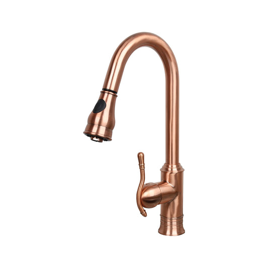 Akicon Copper Single-Hole Pull-Down Sprayer Copper Kitchen Sink Faucet Single Handle