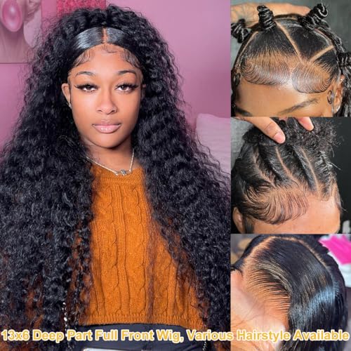 16 Inch Curly Lace Front Wigs Human Hair 13x6 Deep Wave Lace Front Wigs Human Hair Curly Wig 13x6 Lace Front Wigs Virgin Remy Human Hair Wig for Women Deep Wave 13x6 Frontal Wig